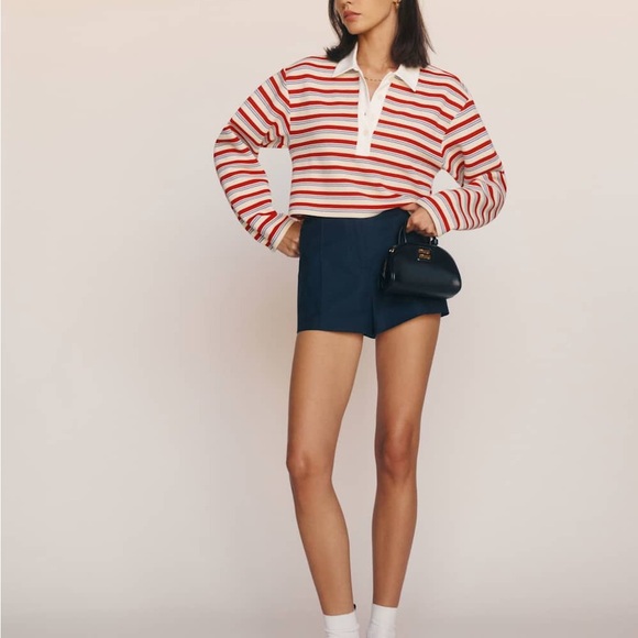 Reformation Anna Rugby Top -Striped Red and Blue Size Small - Picture 3 of 7